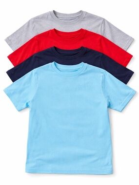 4 Wonder Nation Boys T-Shirt Bundle Size M (8) Solid Colors Basic Short Sleeves